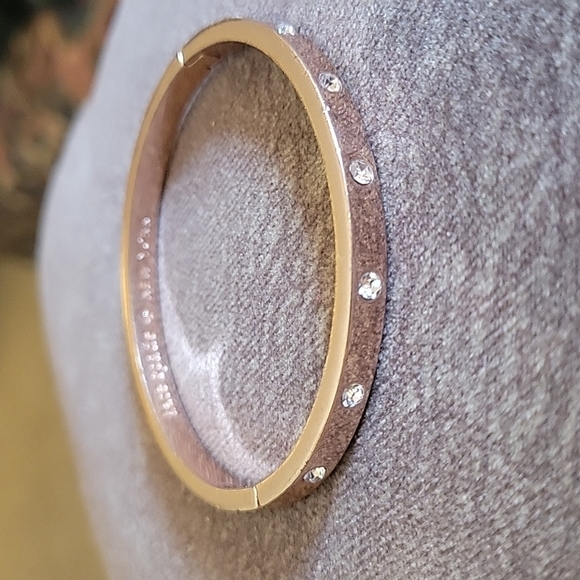 Kate SPADE Rose Goldtone Rhinestone Clamp Bangle Moto Bracelet - Picture 2 of 8